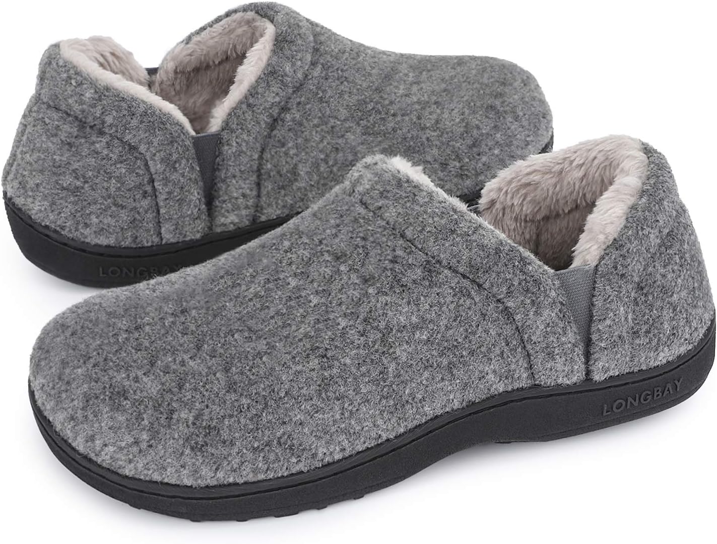 LongBay Men's Slippers Warm Bedroom House Shoes Slip-On Memory Foam Winter House...