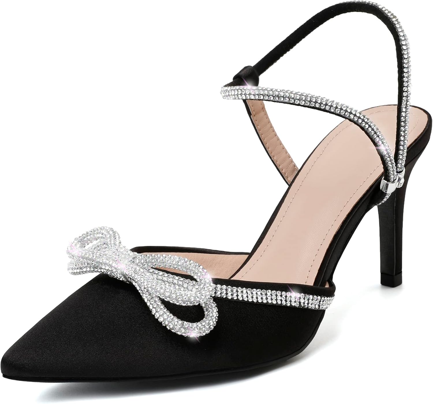 RIBONGZ Women's Wedding Shoes Glitter Sparkly Pointed Toe Strappy High Heels Sex...