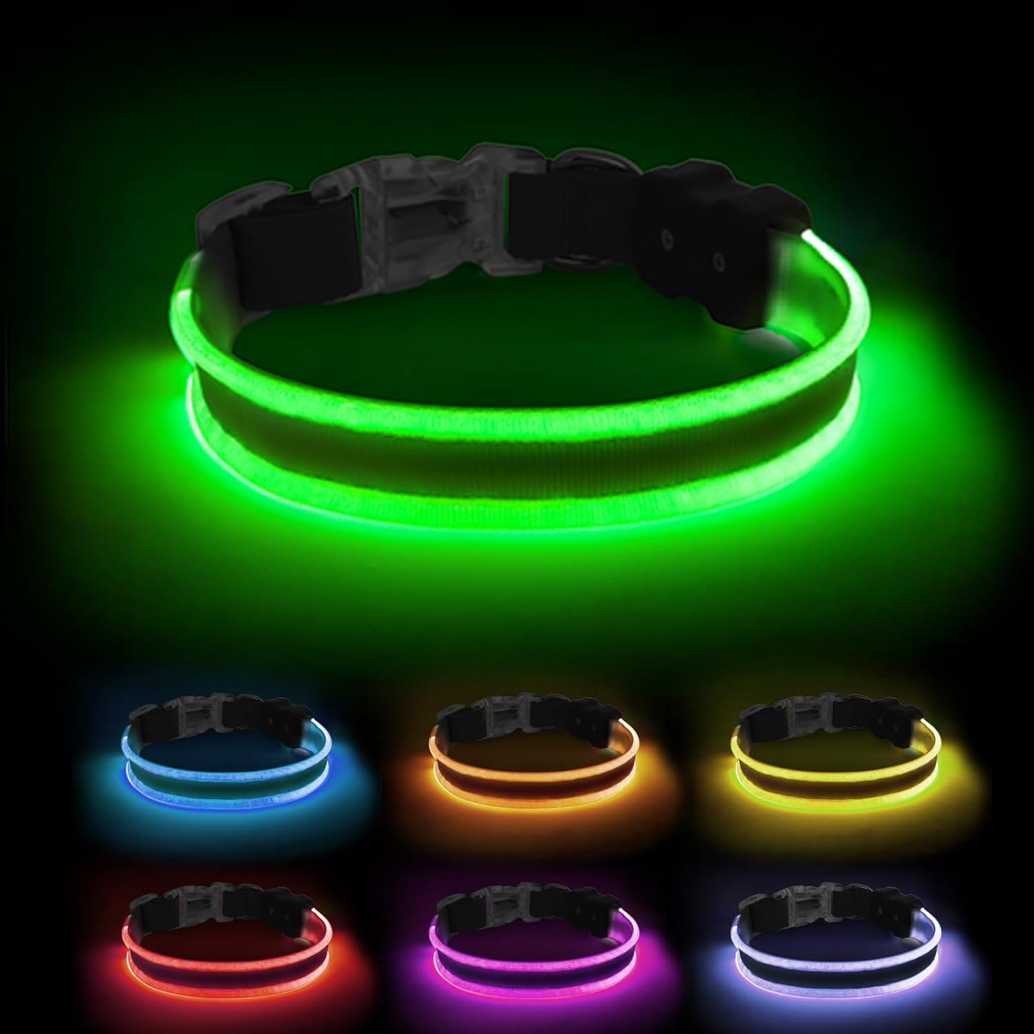 Light Up Dog Collar, Rechargeable Flashing Dog Collar for Night, LED Dog Collar...