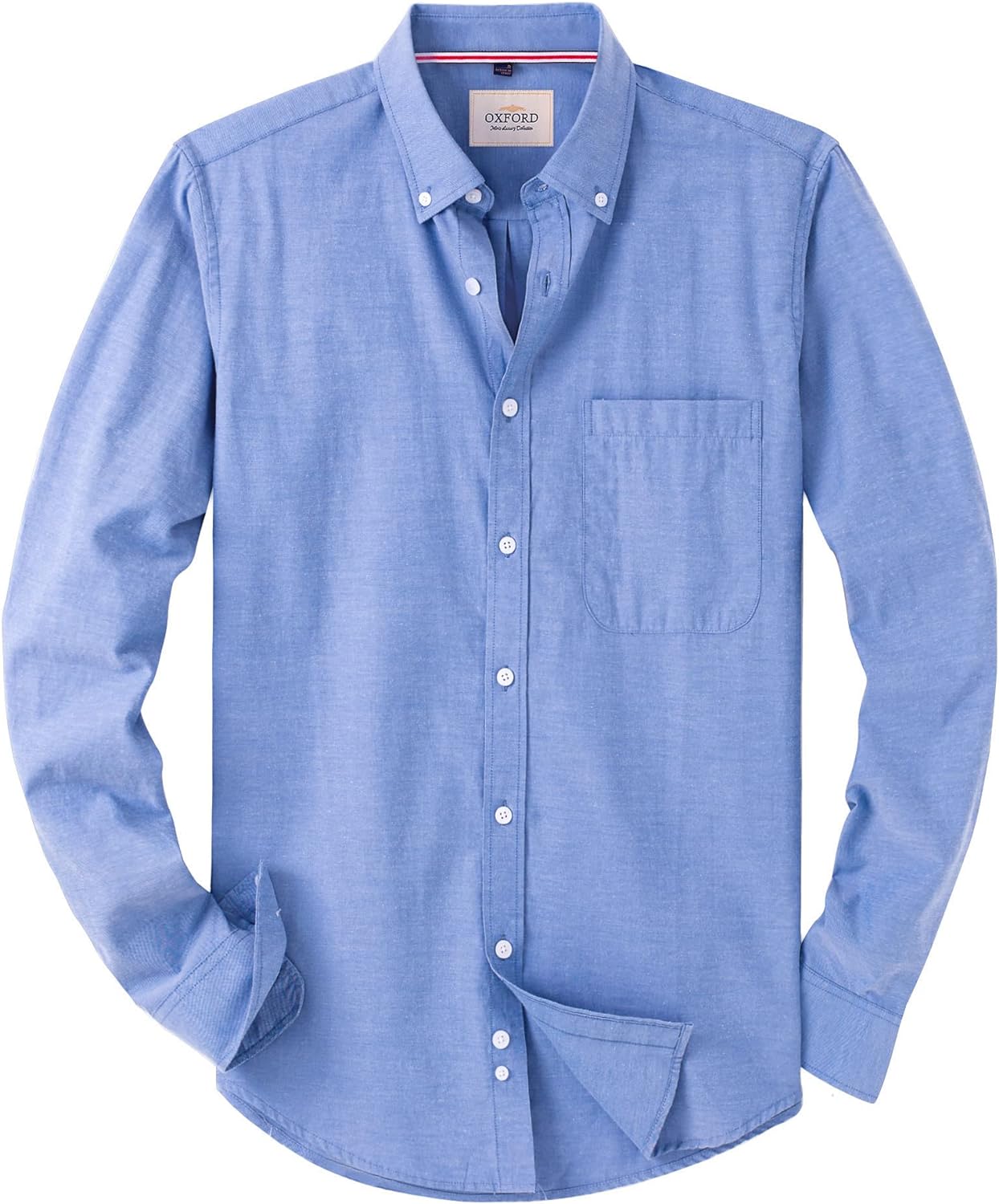 J.VER Men's Long Sleeve Oxford Shirt Casual Plain Smart Non Iron Button Down Shi...