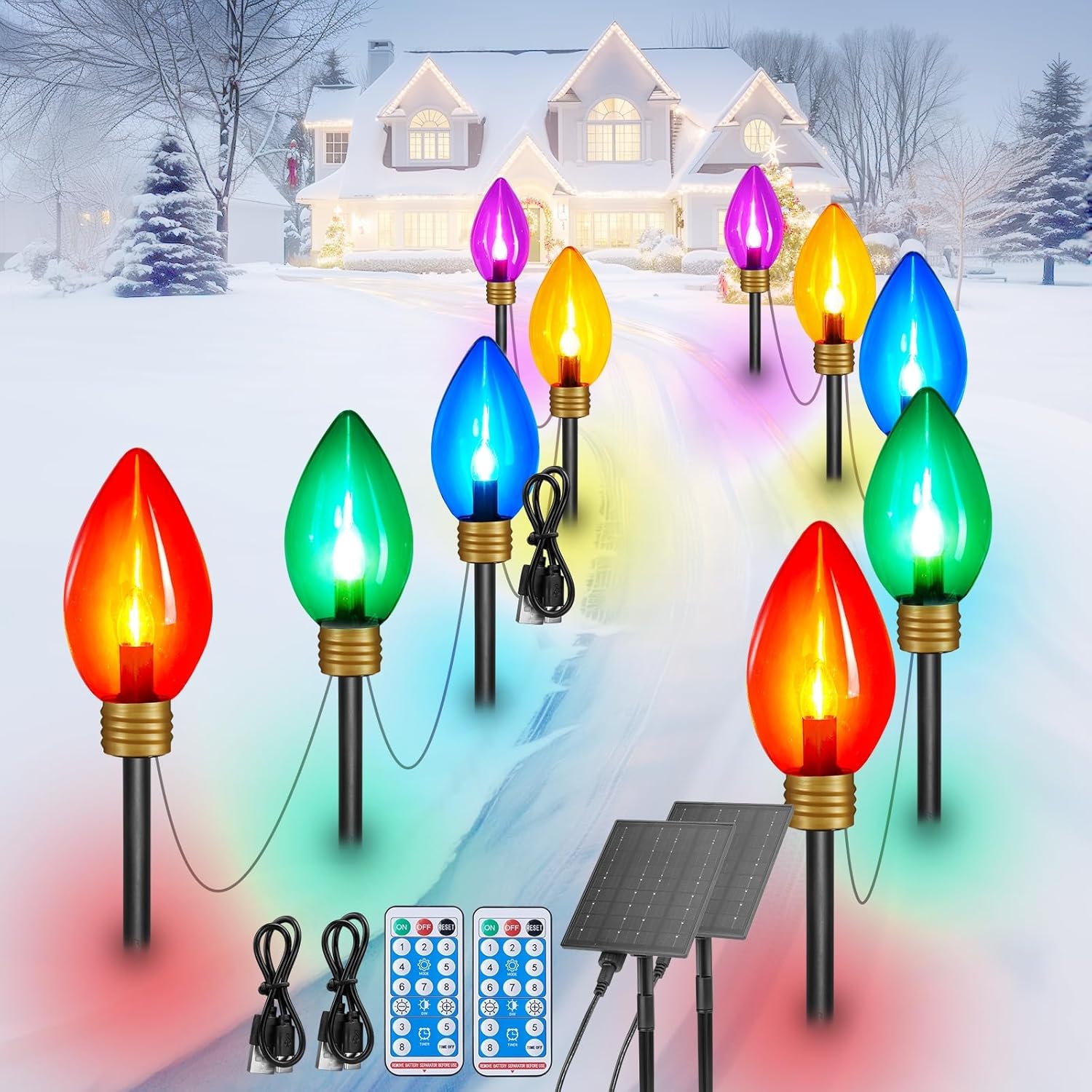 Brightown Solar Super Jumbo Christmas Lights Outdoor - 2 Pack Total 44 FT 20 LED...