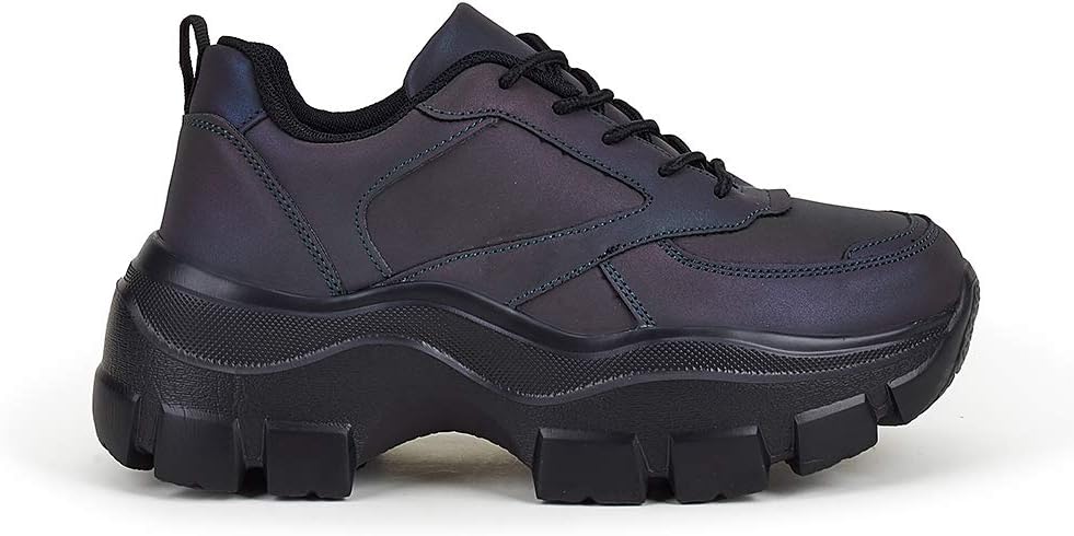 LUCKY STEP Women Chunky Platform Dad Colorblock White Neon Green Fuchsia Hologra...