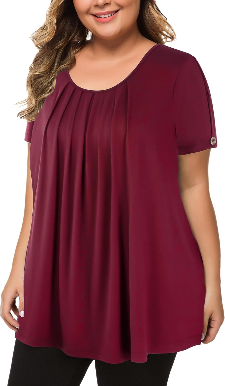 MANER Women's Plus Size Tops Short Sleeve Flowy Shirts Casual Blouses Tunic Tops...