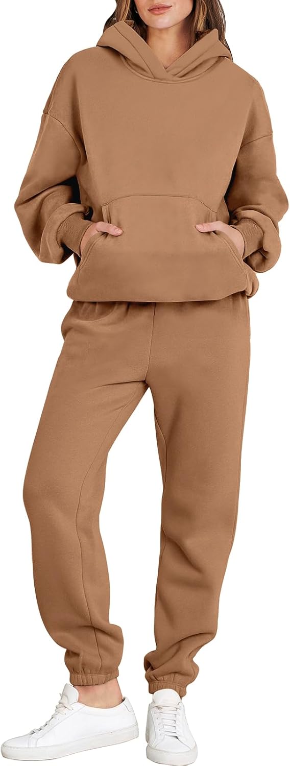 ANRABESS Womens 2 Piece Outfits Lounge Hoodie Oversized Sweatshirt Jogger Sweatp...