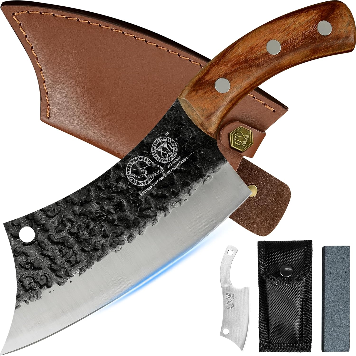XYJ Authentic FULL TANG 6.2 Inch Kitchen Knife Chef Knives With Carrying Leather...