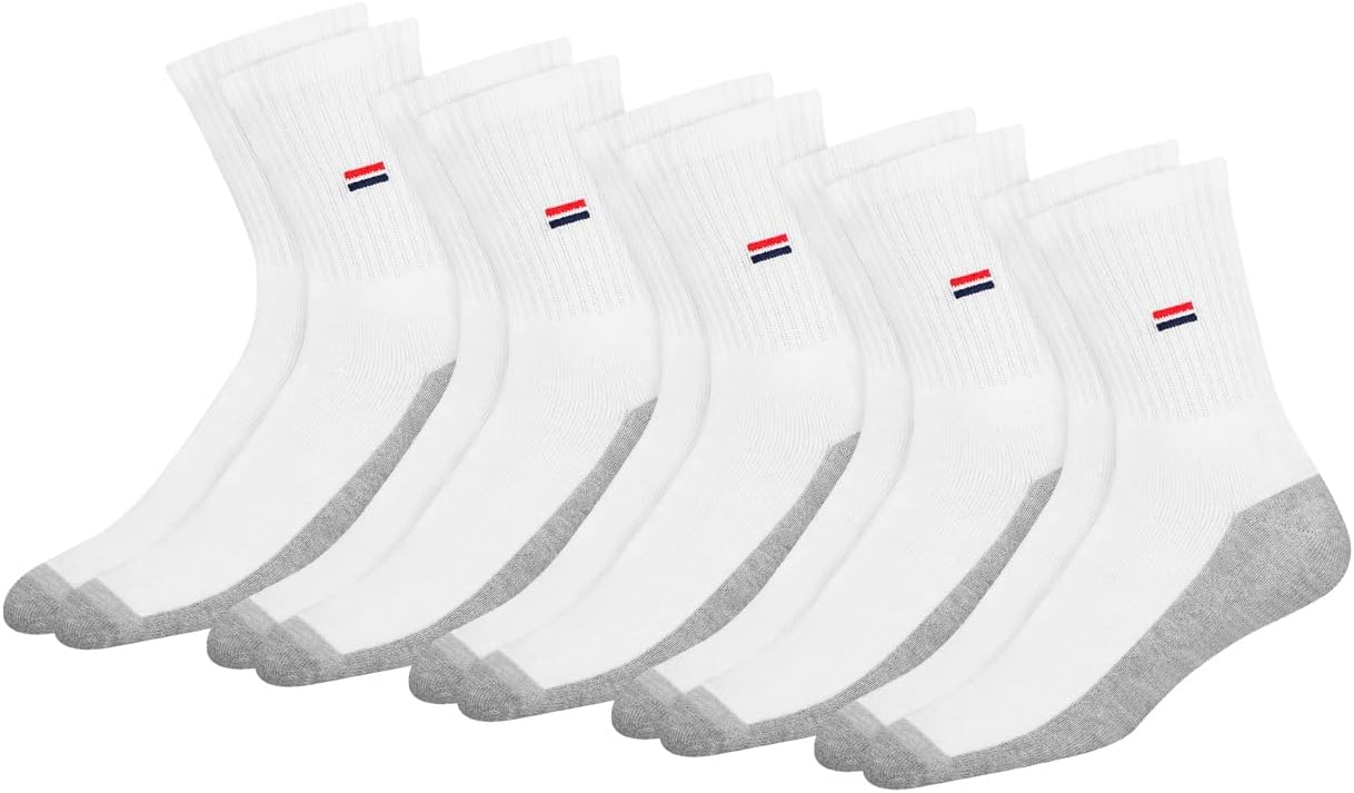 NAVYSPORT 5 Pairs Men's Socks Trainer Cotton Crew Socks, Pack of 5 9-11 White (5...