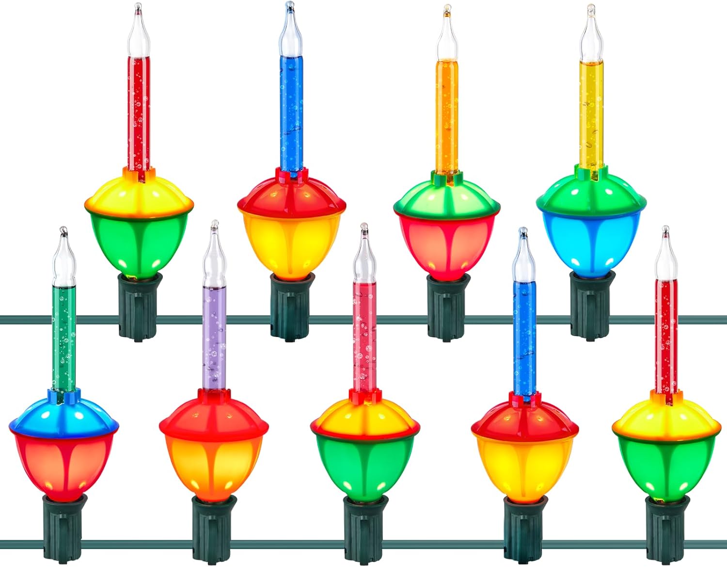 Bubble String Lights, 9 Traditional Multicolor Christmas Bubble Lights, Bubble L...