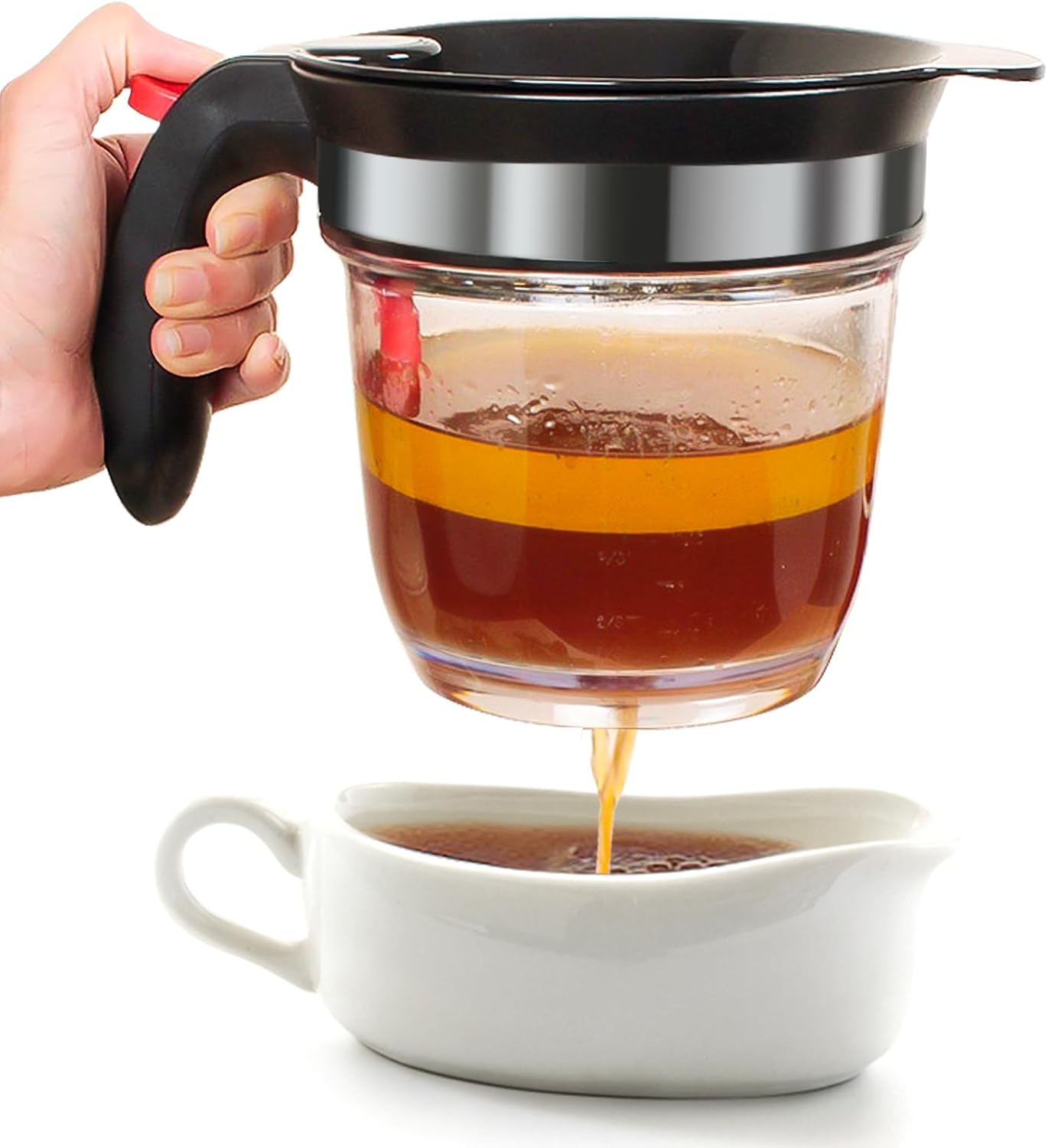 Fat Separator With Bottom Release, 4 Cup Gravy Separator for Cooking with Oil St...