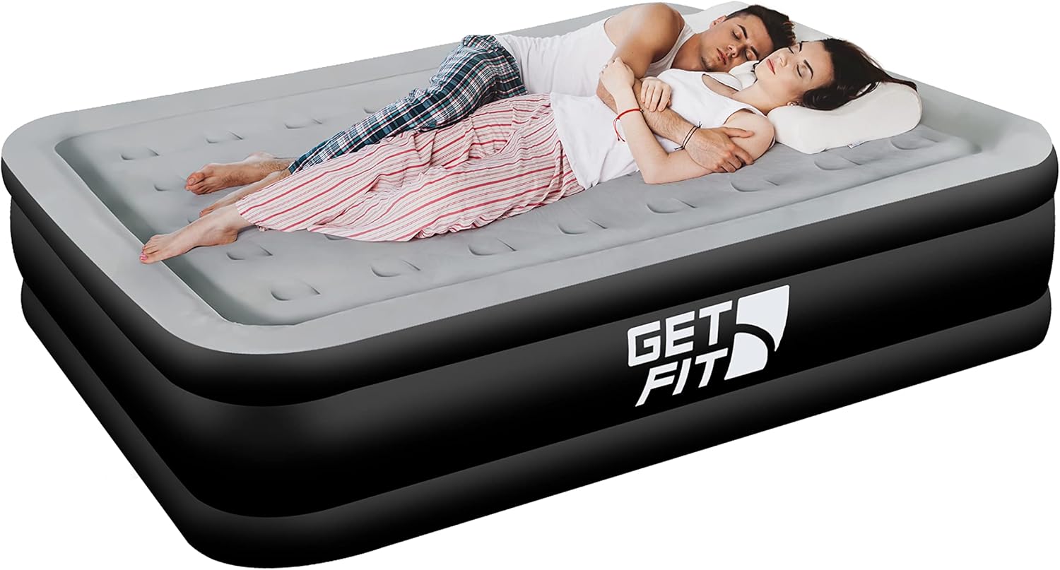 Get Fit Air Bed with Built In Electric Pump - Premium King Size - Blow Up Bed wi...