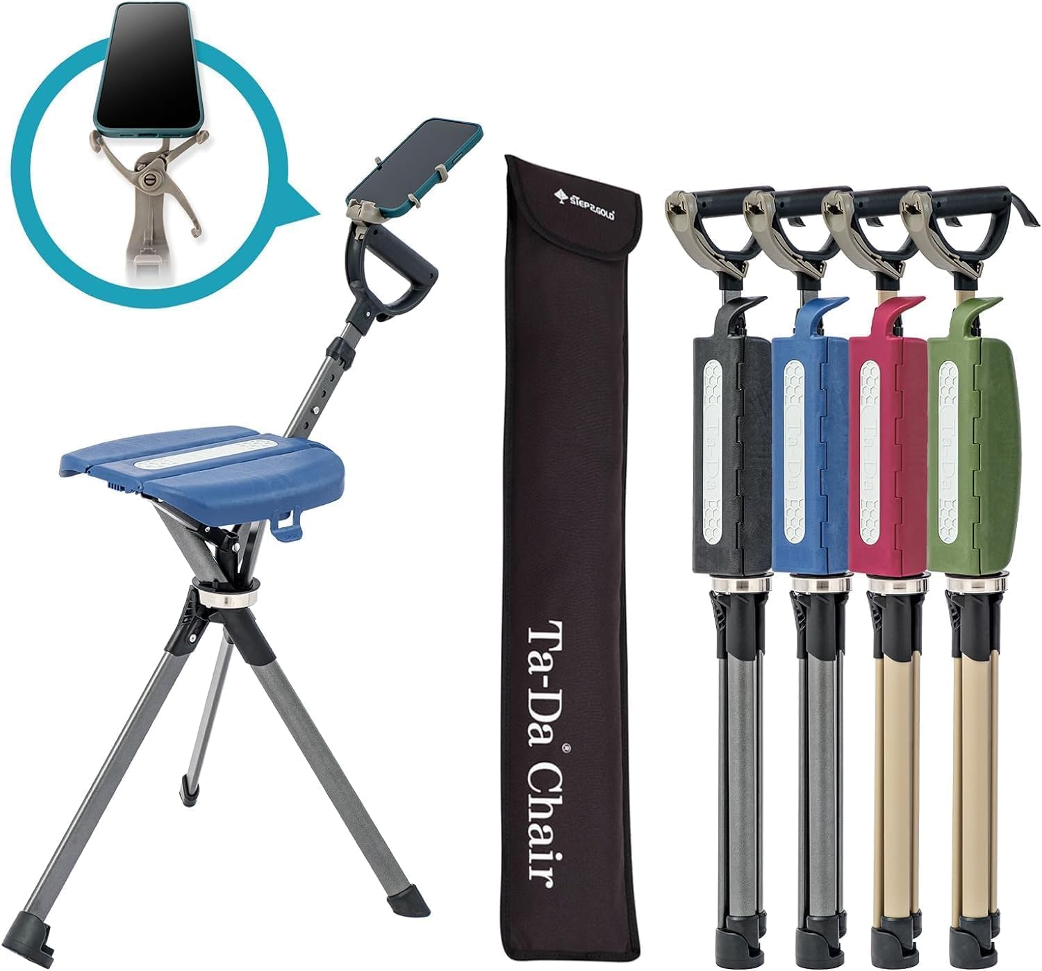 Ta-Da Chair Series 2 PRO, Portable Trekking Hiking Pole, Folding Walking Stick w...