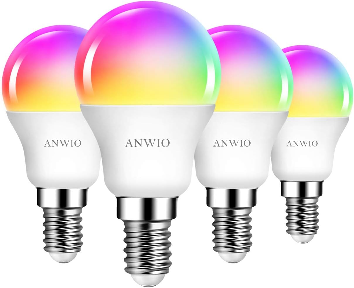 ANWIO E14 Smart Bulb,Smart Light Bulb E14 Golfball,E14 Colour Changing Bulb,470L...