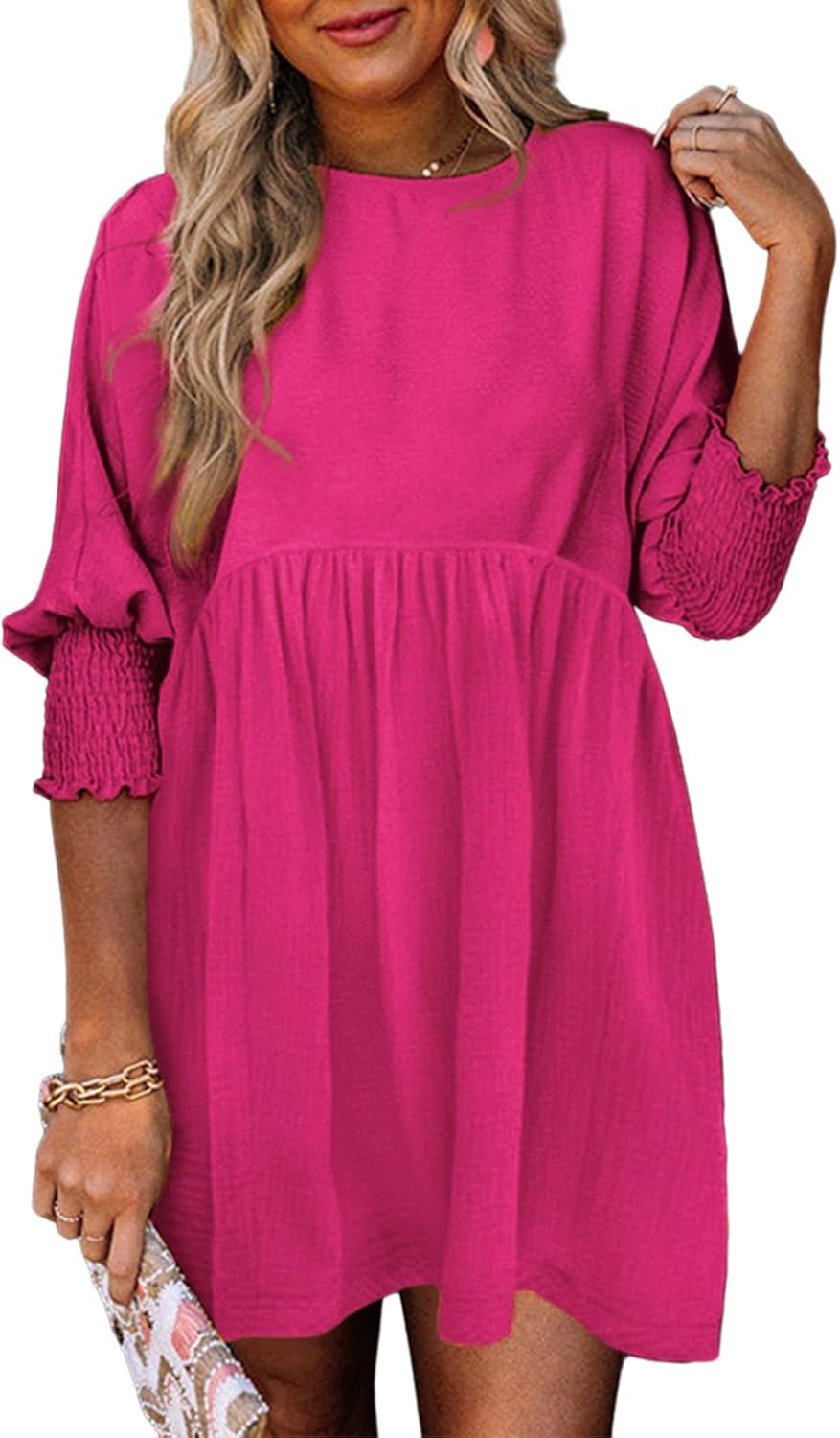Dokotoo Womens Fall Summer Tunic Dress Casual Loose Short Sleeve Crew Neck Flowy...
