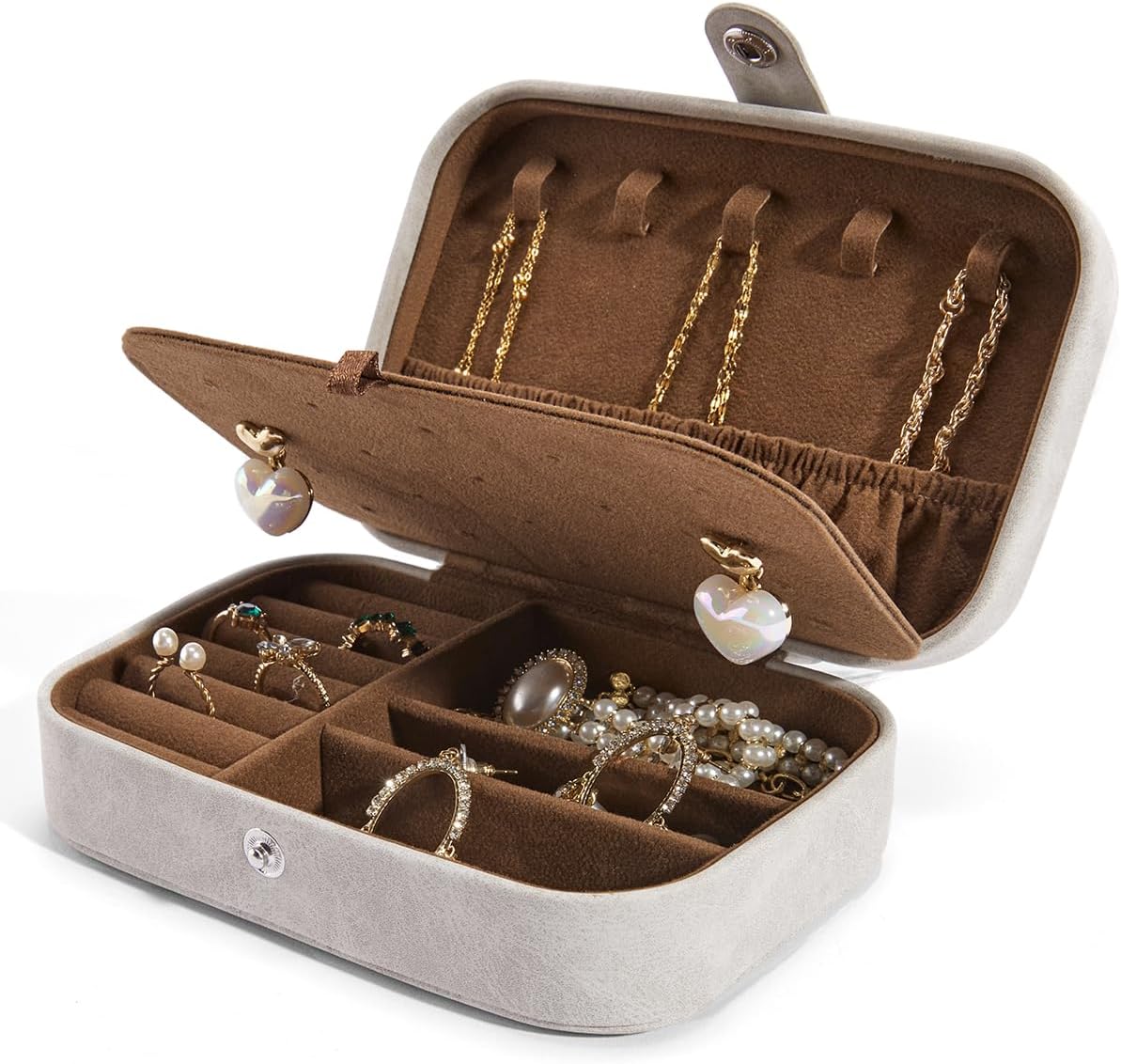 Smileshe Travel Jewelry Box, PU Leather Small Gift Portable Case, 2 Layers Organ...