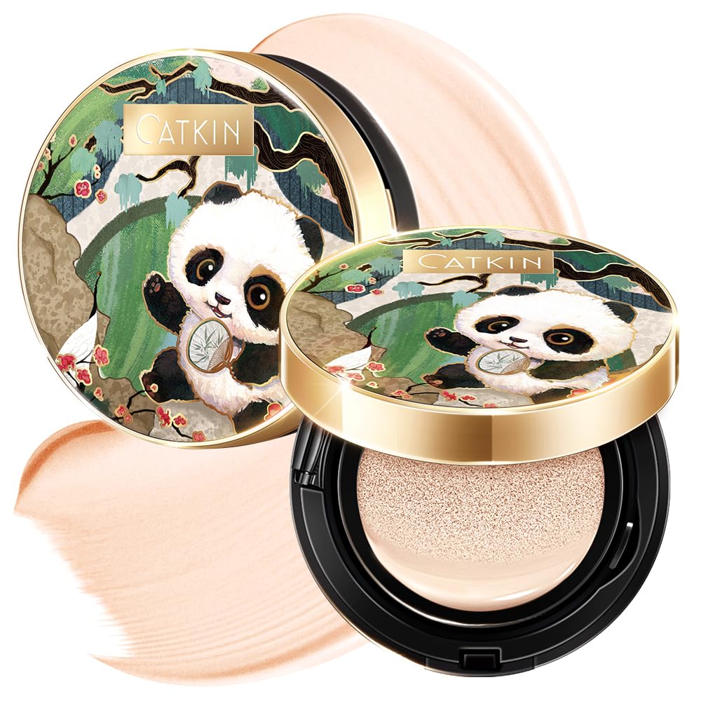 CATKIN Panda Land Full Coverage Cushion Fondation, Breathable Hydrating Nourishi...