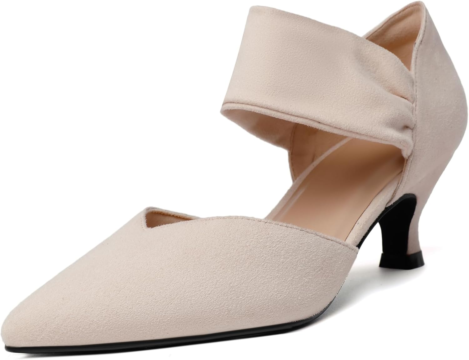 RIBONGZ Kitten Heels for Women Closed Toe Comfortable Low Heels Pointed Toe Sexy...
