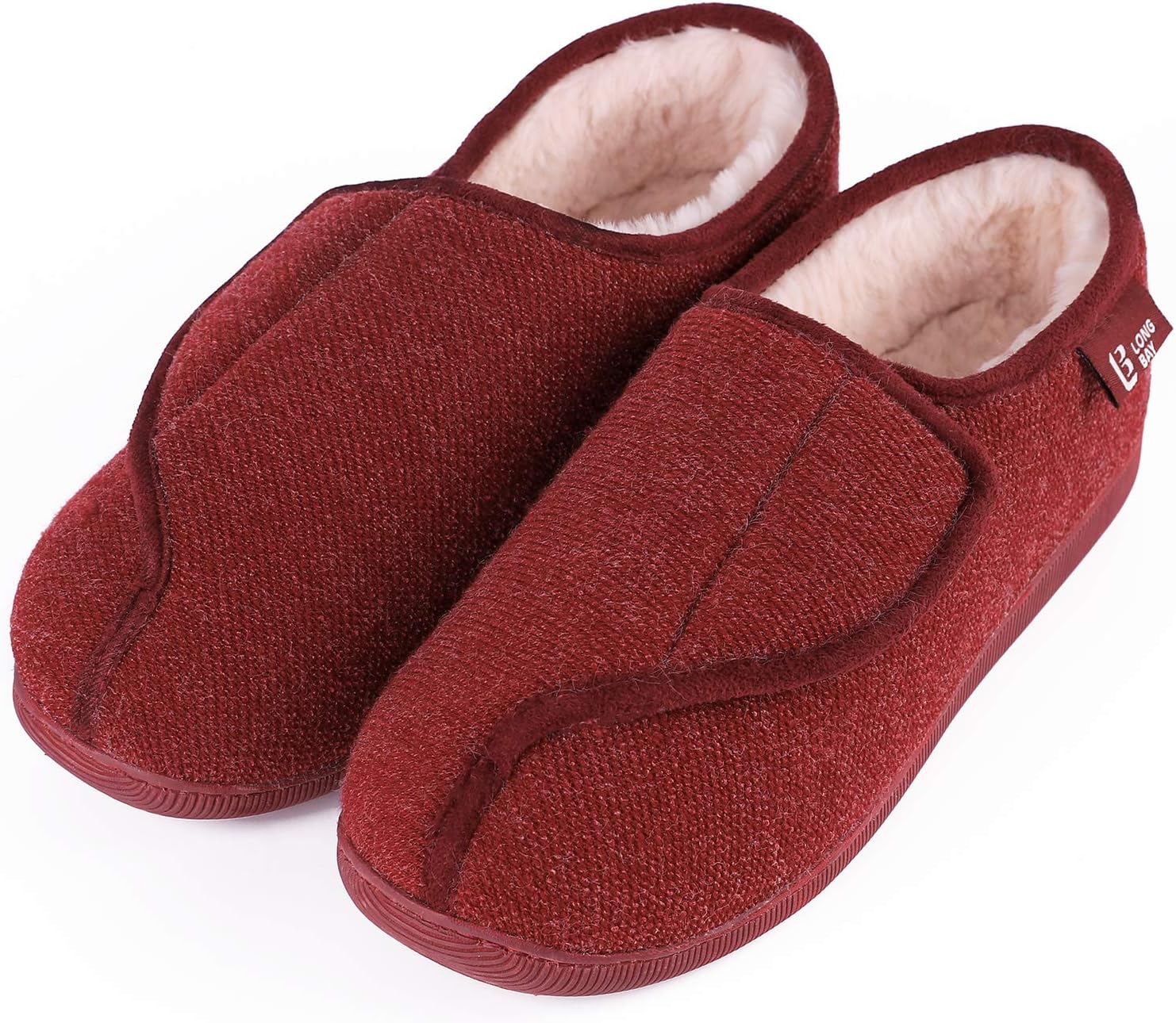 LongBay Womens House Slippers with Warm Furry Winter Diabetic Shoes Wide Width N...