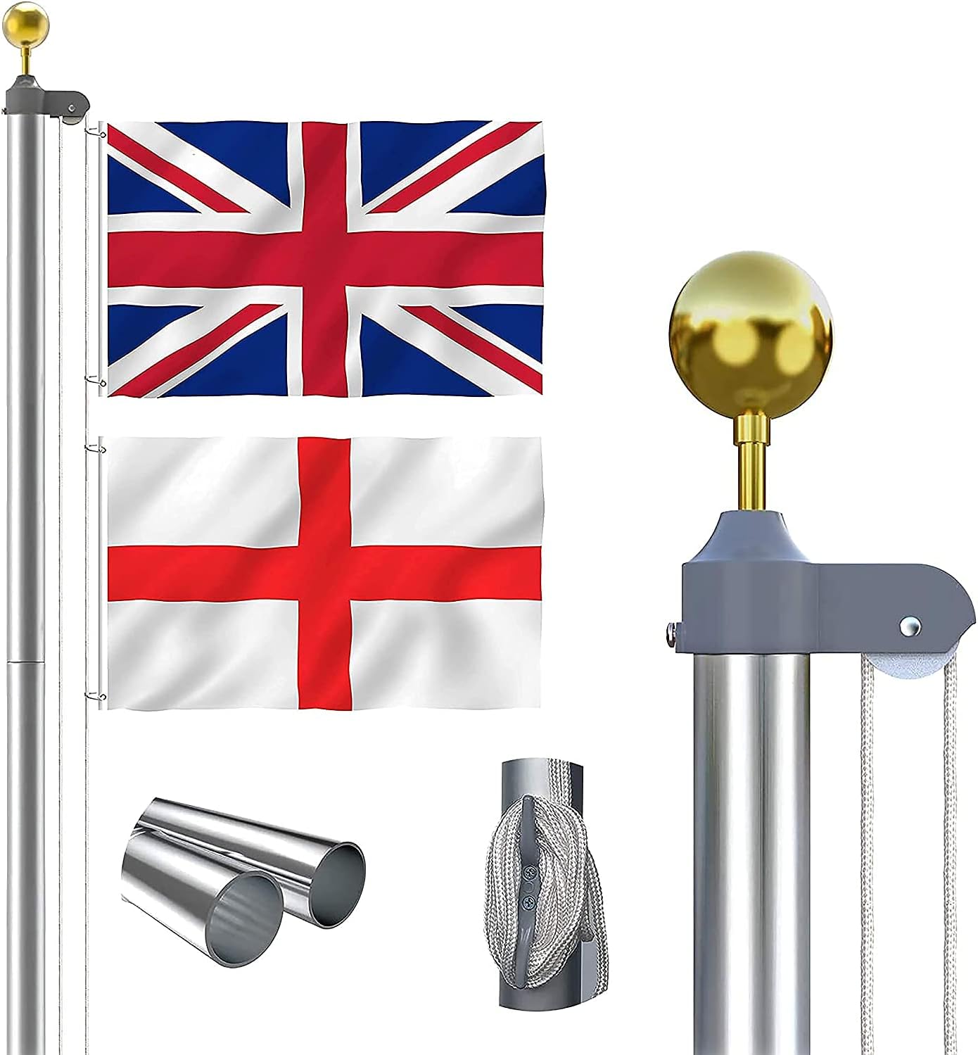 Thanaddo 20 FT Sectional Flag Pole Kit Extra Thick...