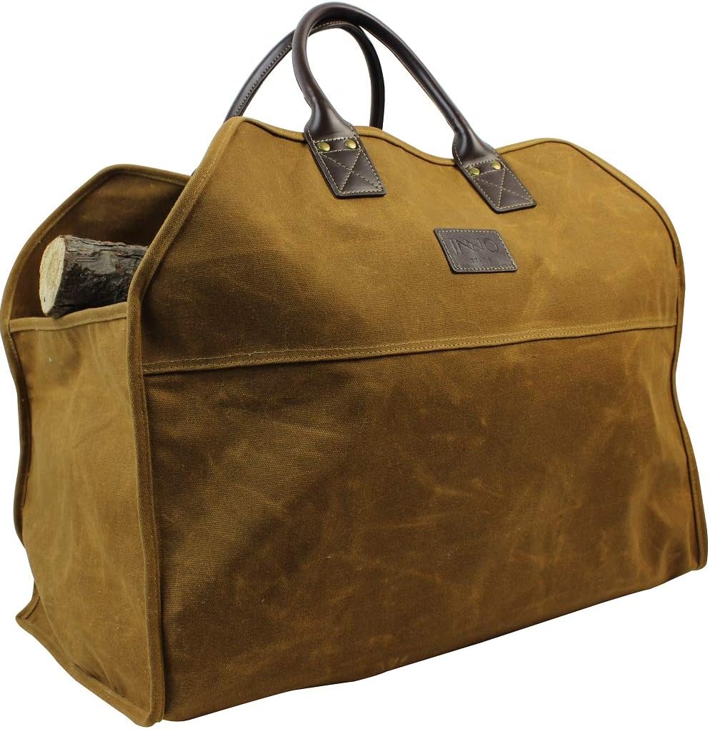 INNO STAGE Heavy Duty Wax Canvas Log Carrier Tote,Large Fire Wood Bag,Durable Fi...
