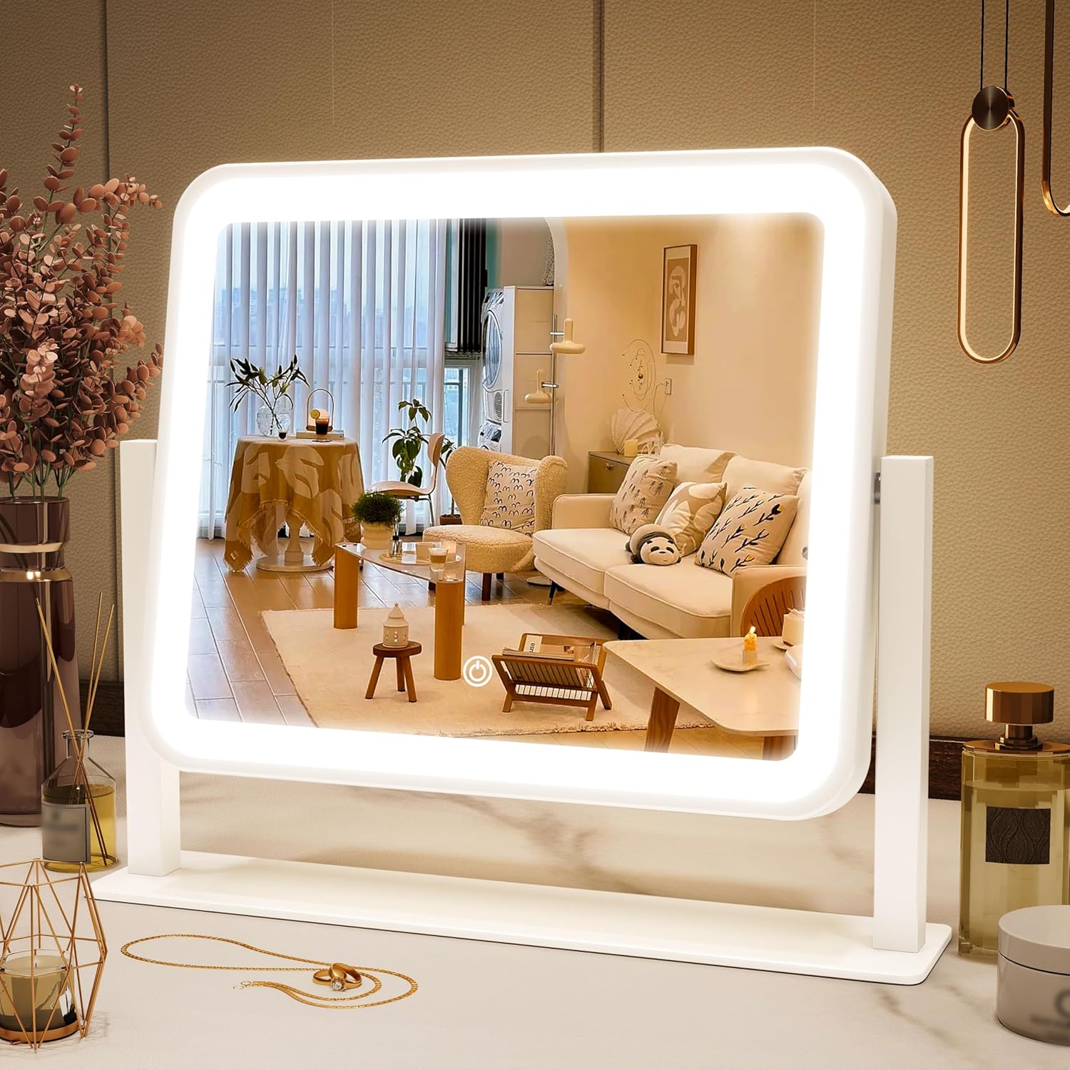 FENNIO Vanity Mirror with Lights 14"×12" Makeup Mirror with Lights,Lighted Vanit...