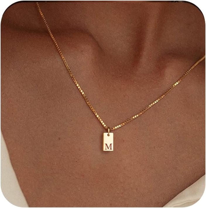 Initial Necklaces for Women 14K Gold Plated Letter Necklace Dainty Gold Name Nec...