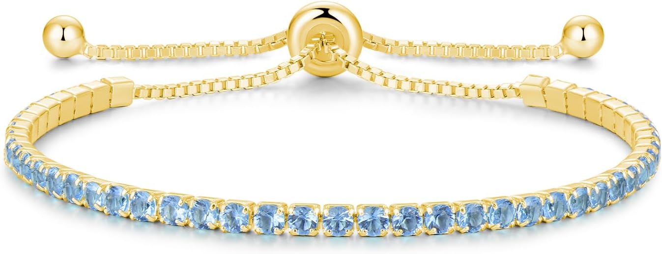 Christmas Gifts Sterling Silver Birthstone Tennis Bracelets for Women 2.5mm Tenn...