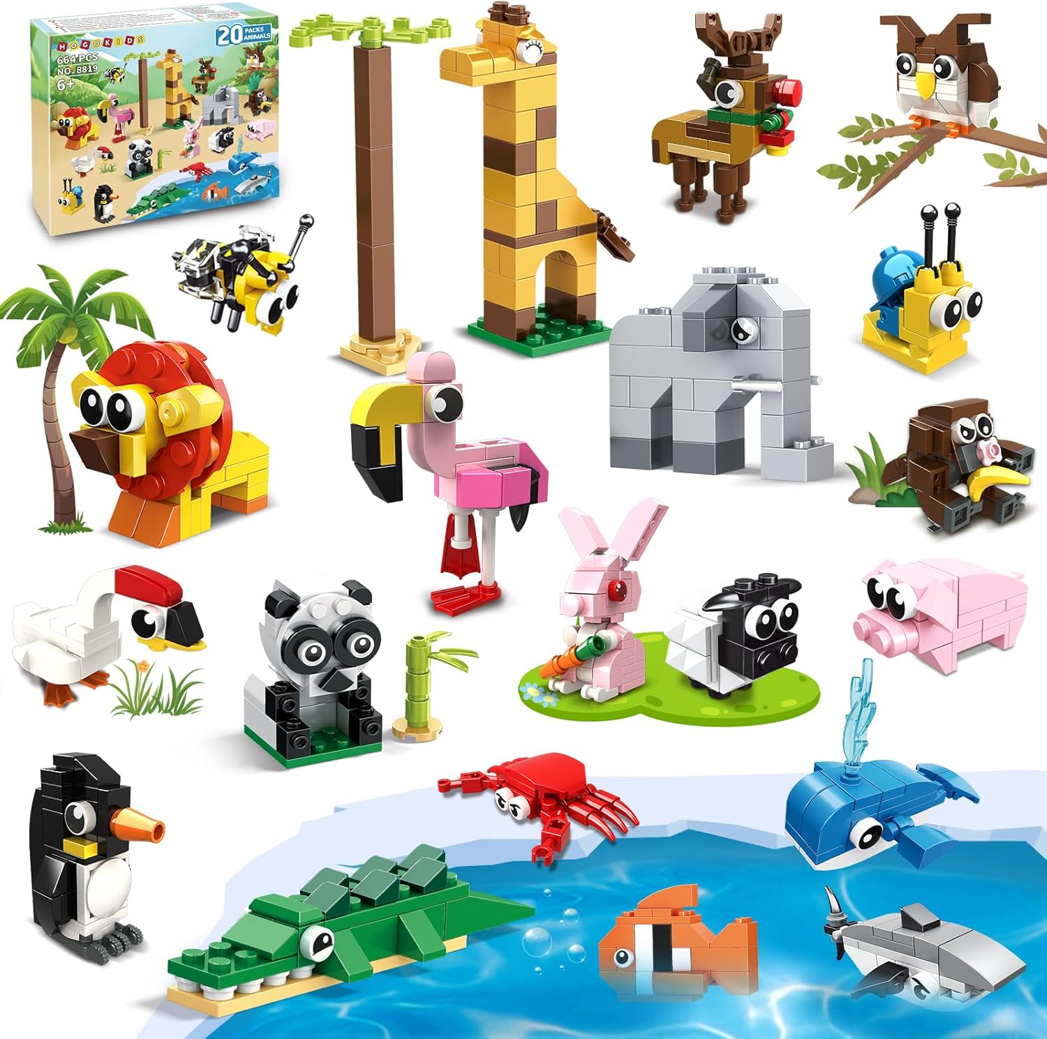 HOGOKIDS Party Favors for Kids - 20 Pack Animals Building Blocks Toy for Easter...