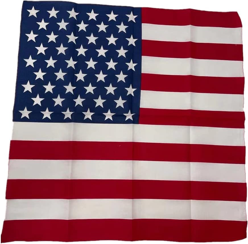 Vamqor 100% Cotton 10 Pack Fine Bandanas Us Flag
