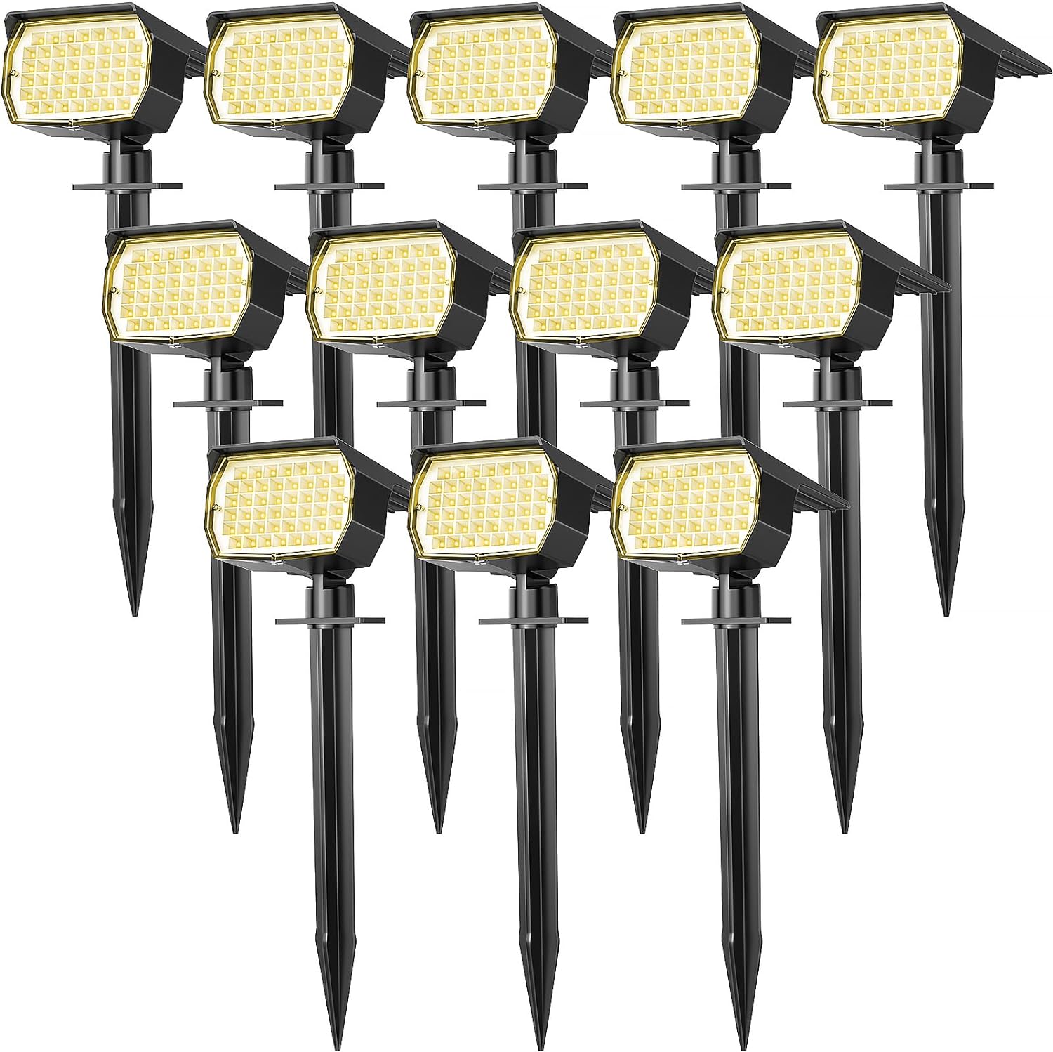 Solar Spot Lights Outdoor Waterproof IP65, 12 Pack Landscape Spotlights with 46...