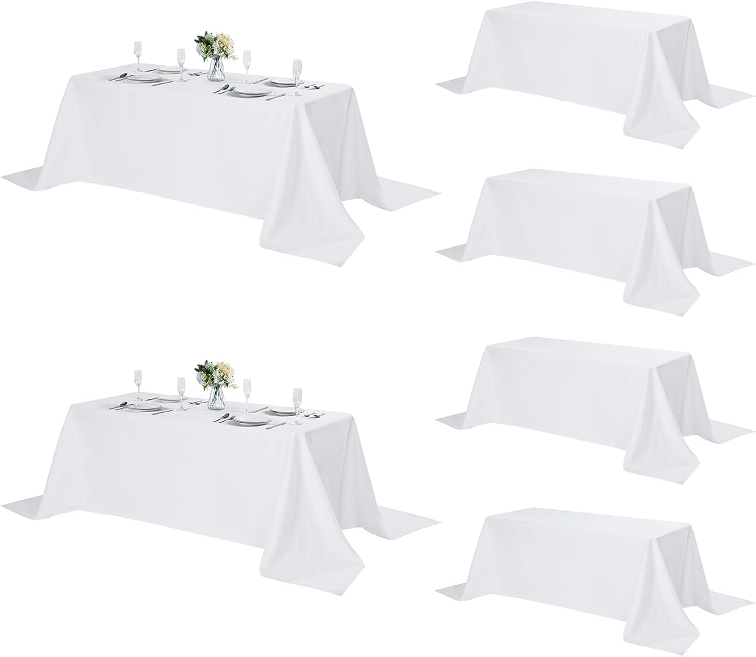 Fokitut 6 Pack Rectangle Tablecloth, 90x156 Inch, Stain Resistant and Wrinkle Po...