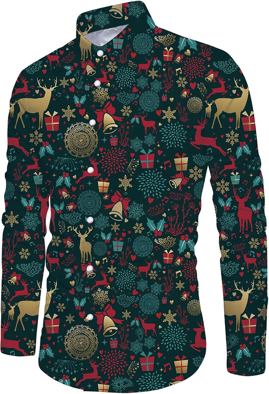 ALISISTER Mens Christmas Shirt 3D Funny Printed Long Sleeve Xmas Party Theme Dre...