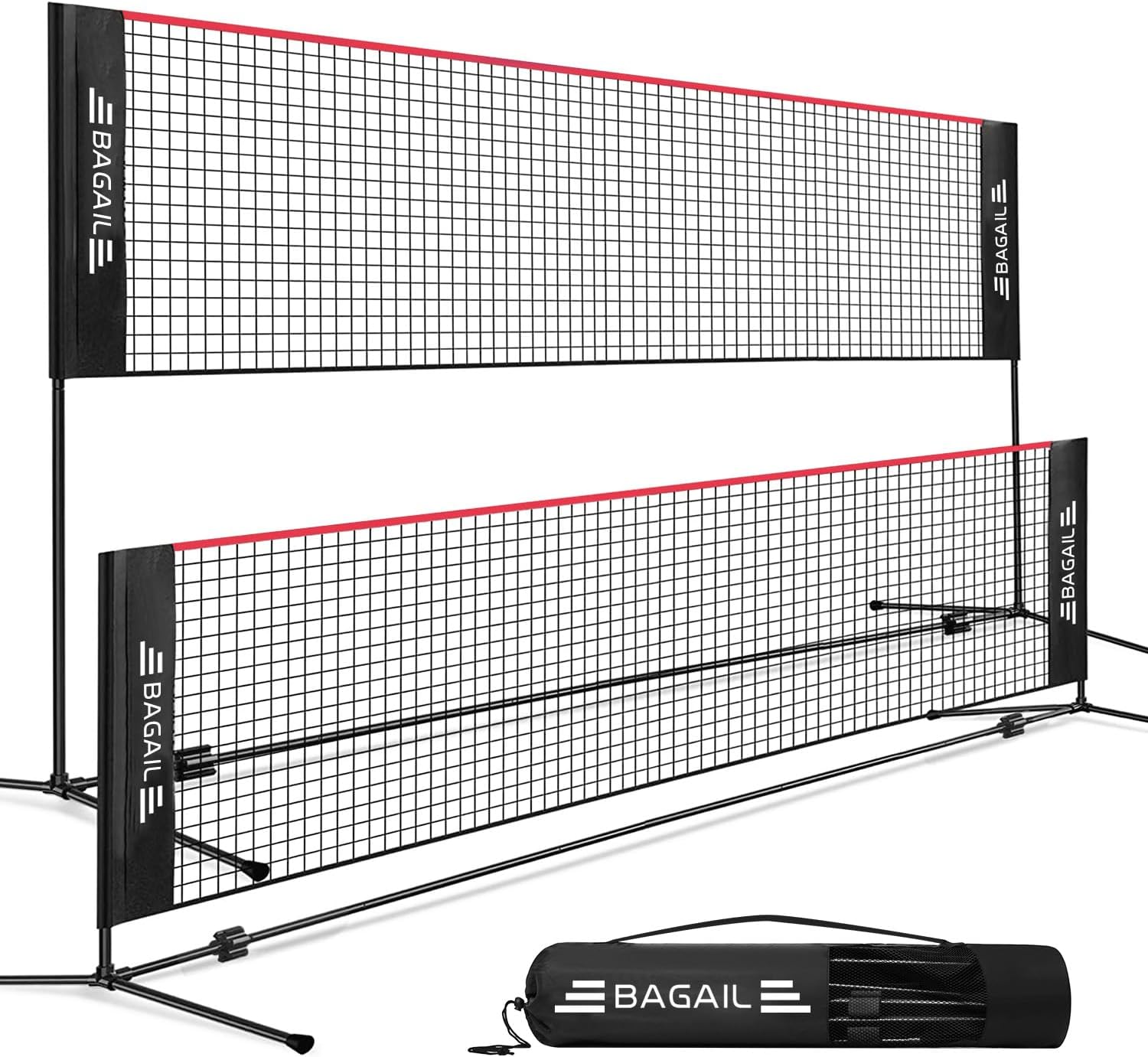 BAGAIL Badminton Net, Foldable Nylon Net, Hieght Adjustable Stand and Portable C...