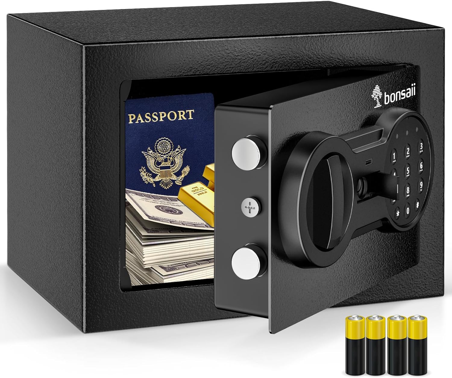 Bonsaii Small Safe for Home, 0.23 Cubic Steel Money Safe Box with Electronic Key...