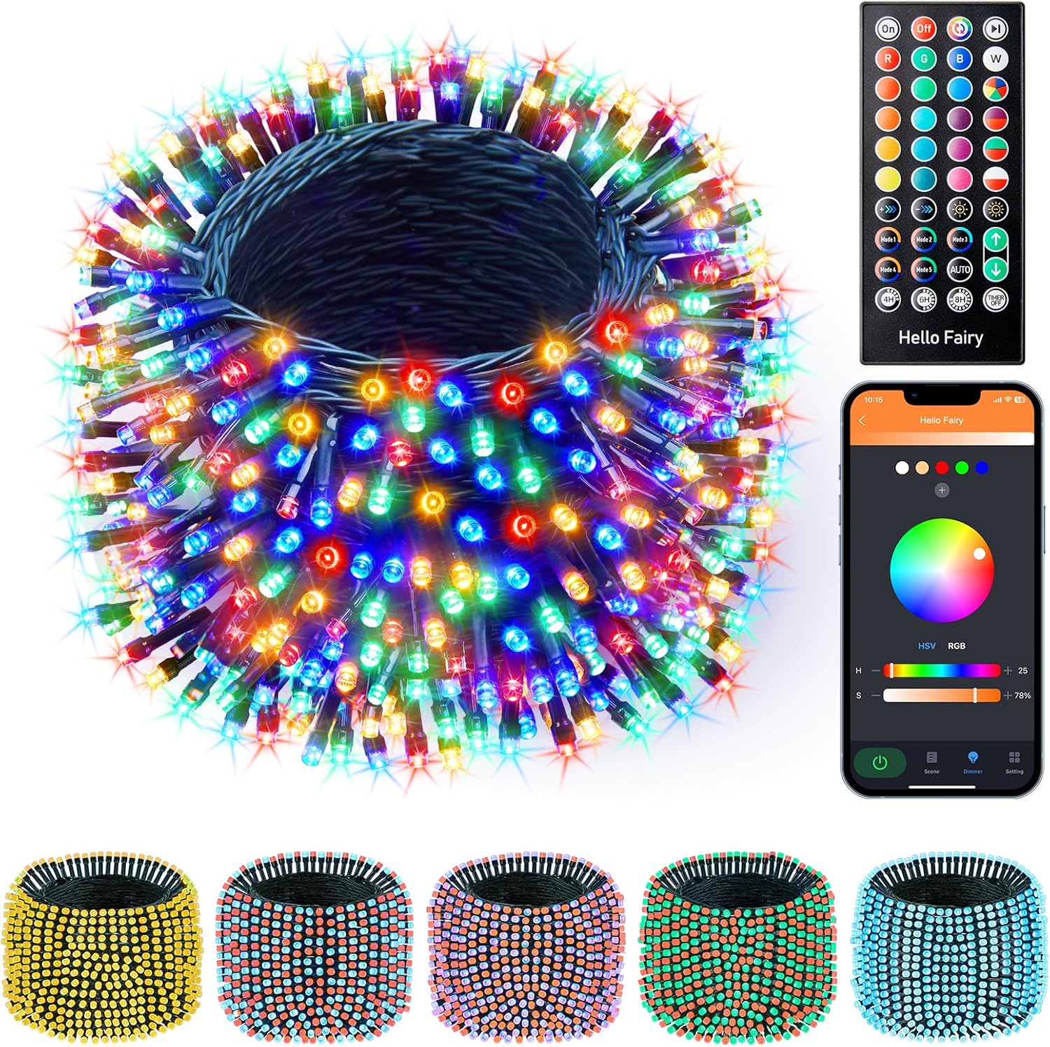Minetom Color Changing Christmas Lights Outdoor, 66Ft 200 LED Smart RGB String L...