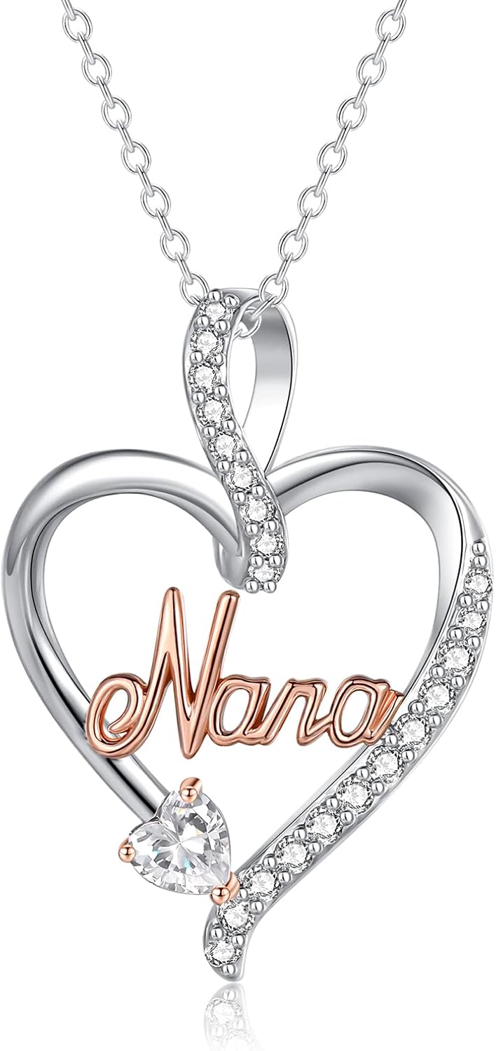 VOSAP Gifts for Mum Nana, S925 Sterling Silver Chain Heart Necklace Jewellery Gi...