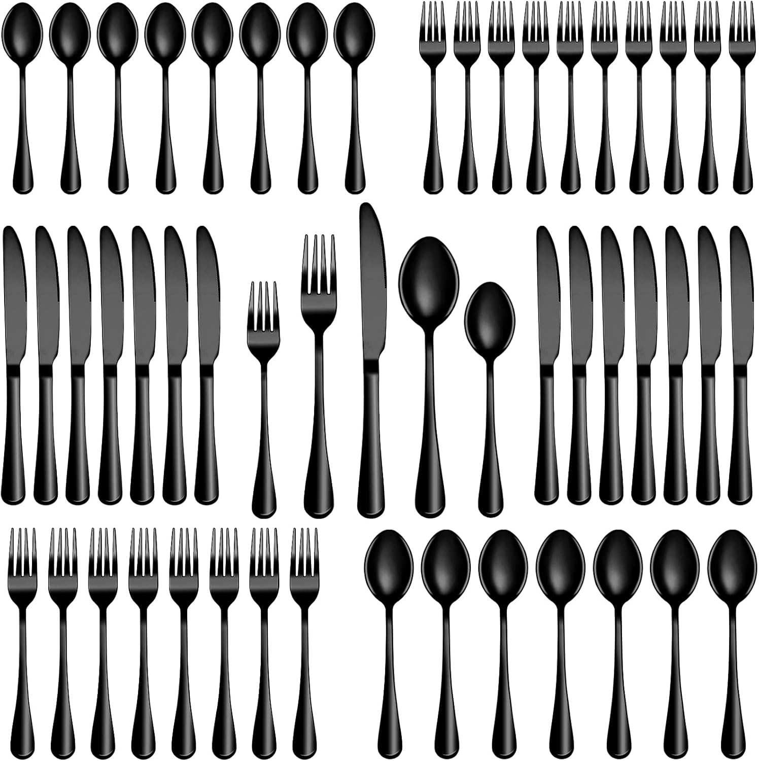 30 Pcs Black Silverware Set, Stainless Steel Flatware Set Service for 6, Mirror...