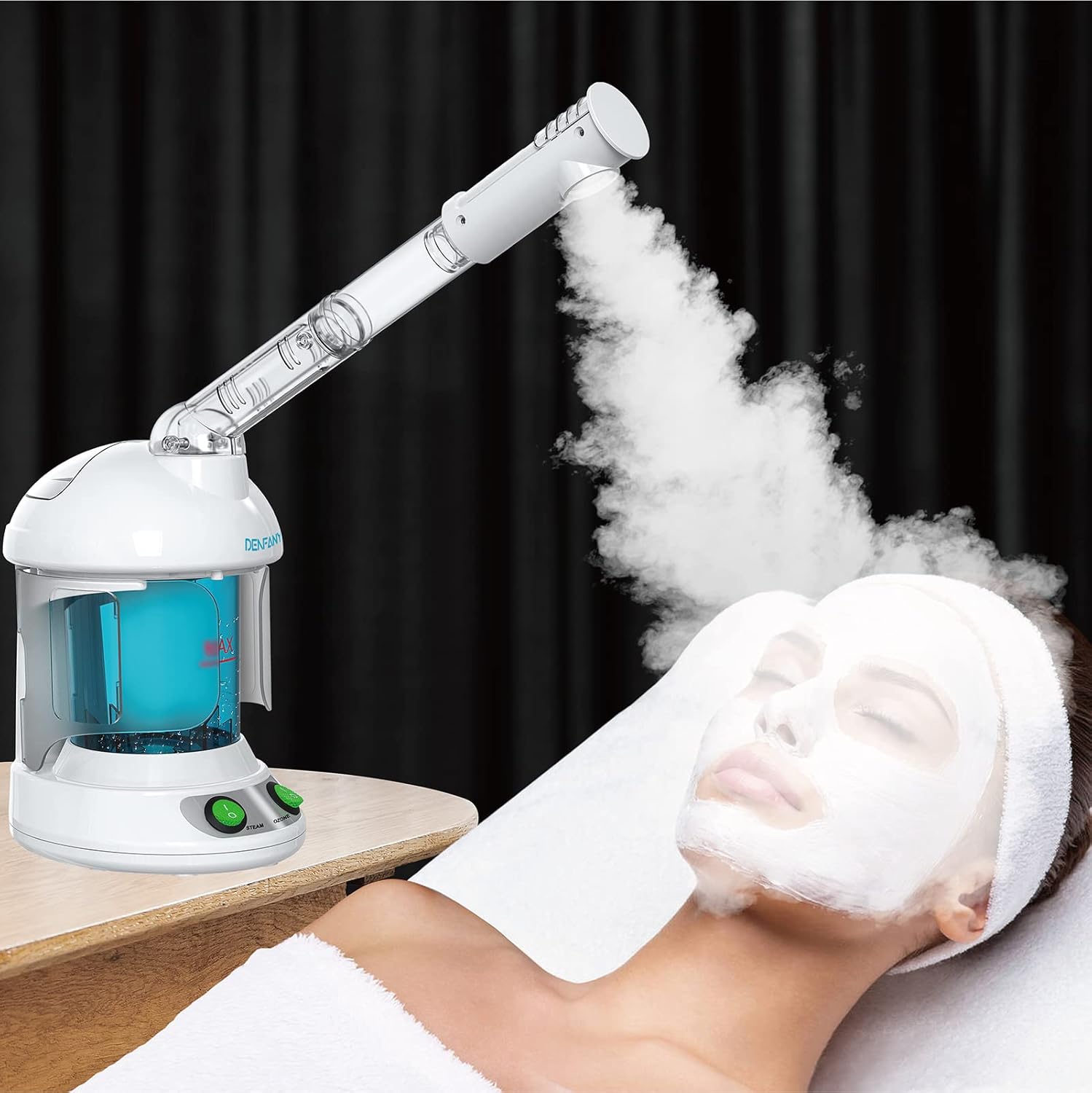 Facial Steamer - DENFANY Nano Ionic Face Steamer with Extendable 360° Rotating A...