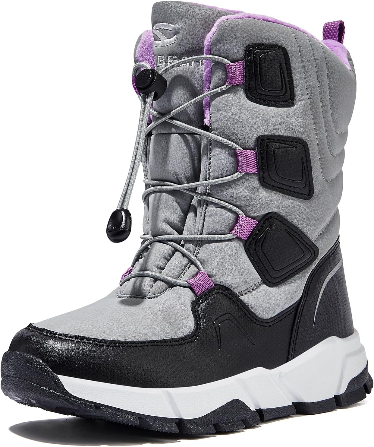 HOBIBEAR Kids Snow Boots Boys Girls Mid Calf Waterproof Warm Faux Fur Lined Insu...