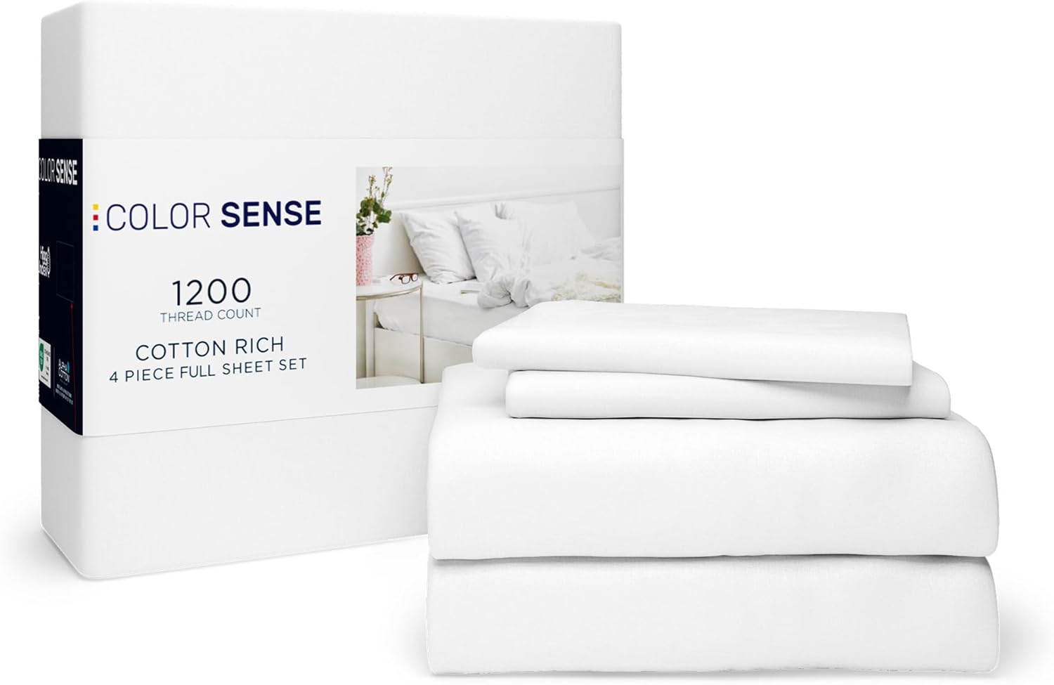 1200 Thread Count Queen Size Sheets Set White, Ultra Soft Cotton Rich Easy Care...