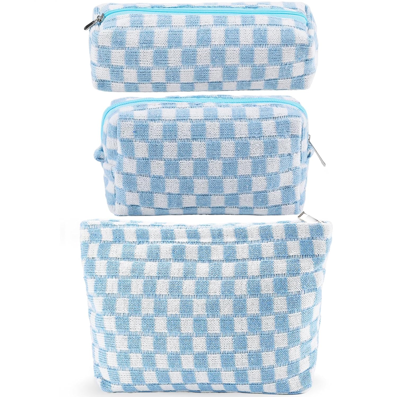 ZLFSRQ 3Pcs Checkered Makeup Bag for Women Large Cosmetic Bag Set Travel Toiletr...