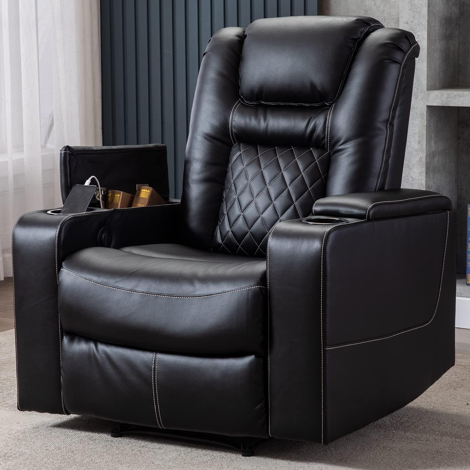 CANMOV Electric Power Recliner Chair with USB Ports and Cup Holders, Breathable...