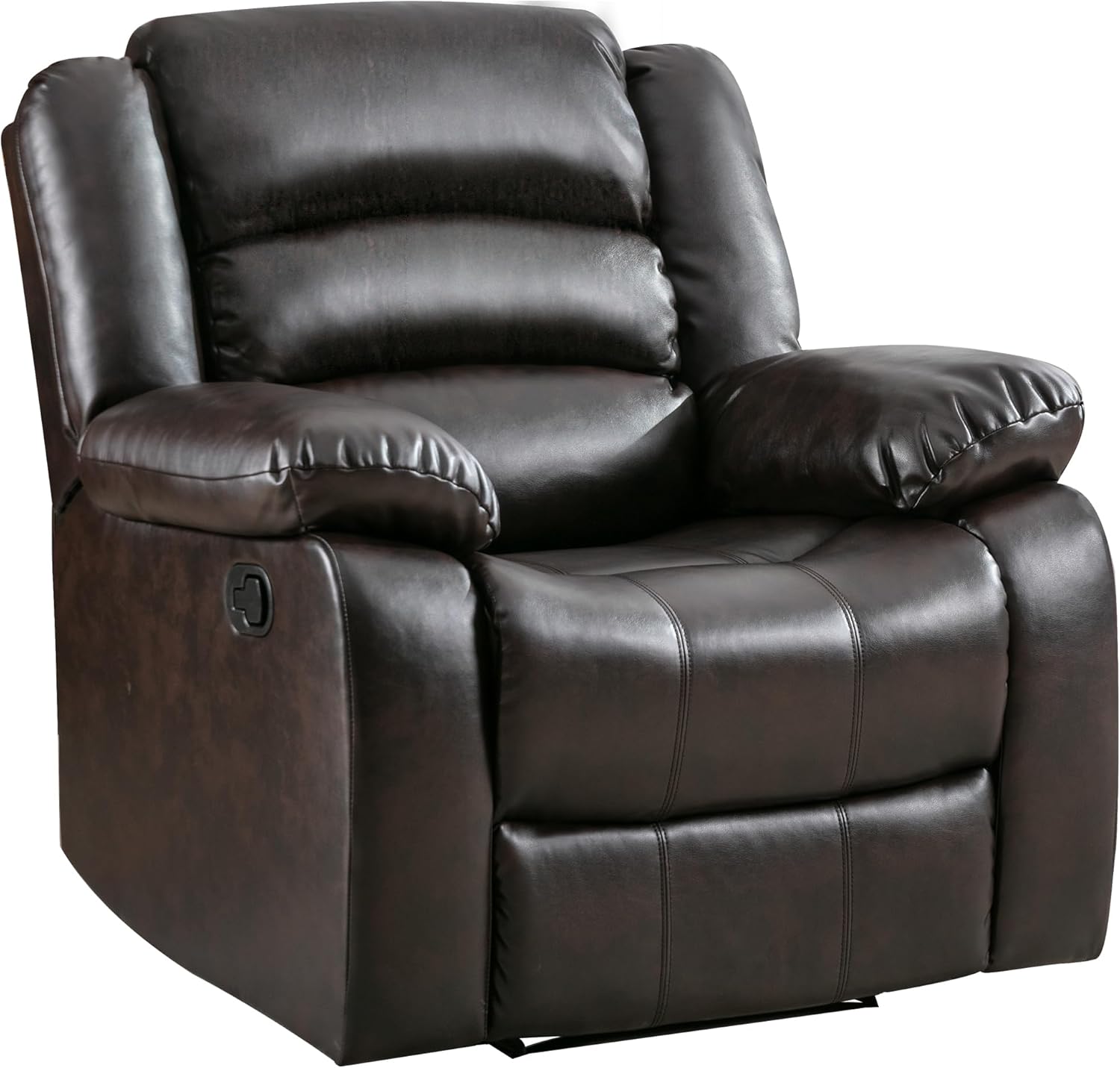 ANJ Manual Recliner Chair, Breathable Faux Leather Reclining Chairs with Overstu...