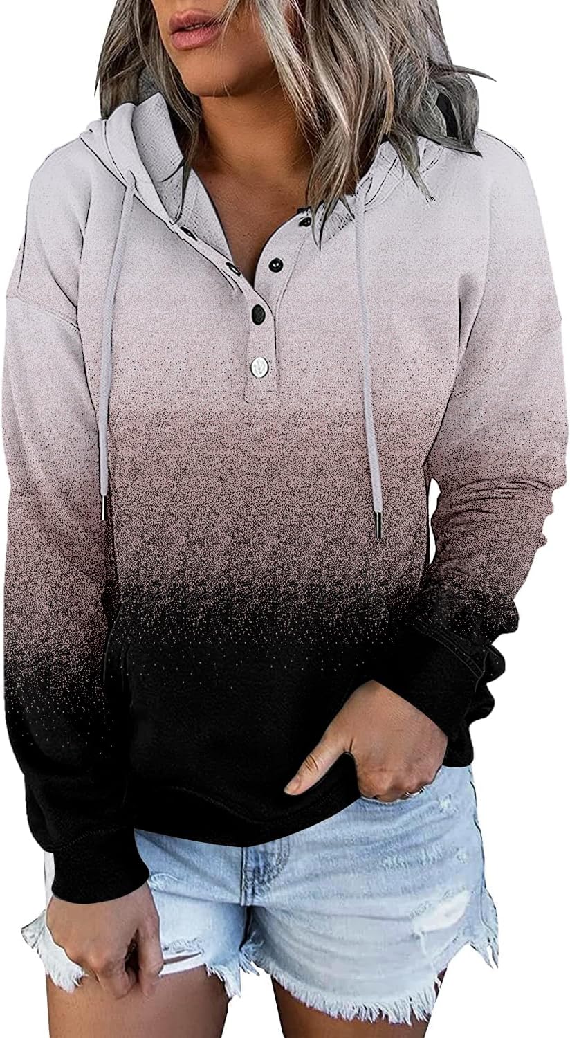 KISSMODA Hoodies for Women Camo Leopard Print Tops Pullover Hooded Sweatshirt Dr...