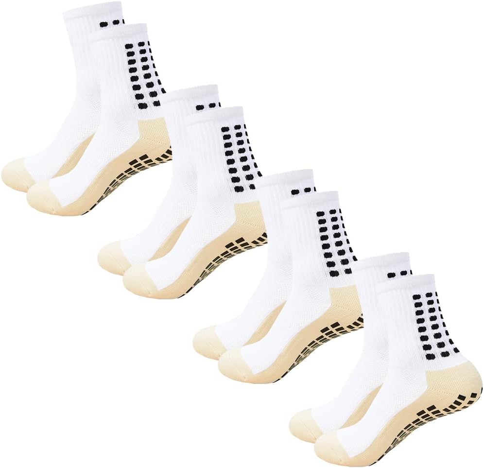 Men's Socks Soccer Non Skid Ball Socks Anti Slip Non Slip Pads for Football Bask...
