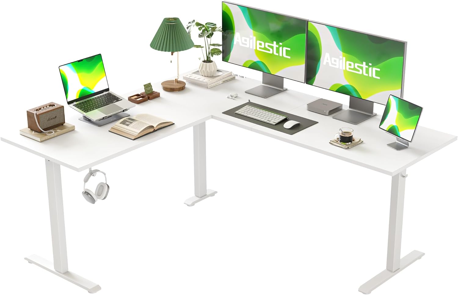L Shaped Standing Desk Adjustable Height, Electric Corner Standing Desk, 63 x 55...