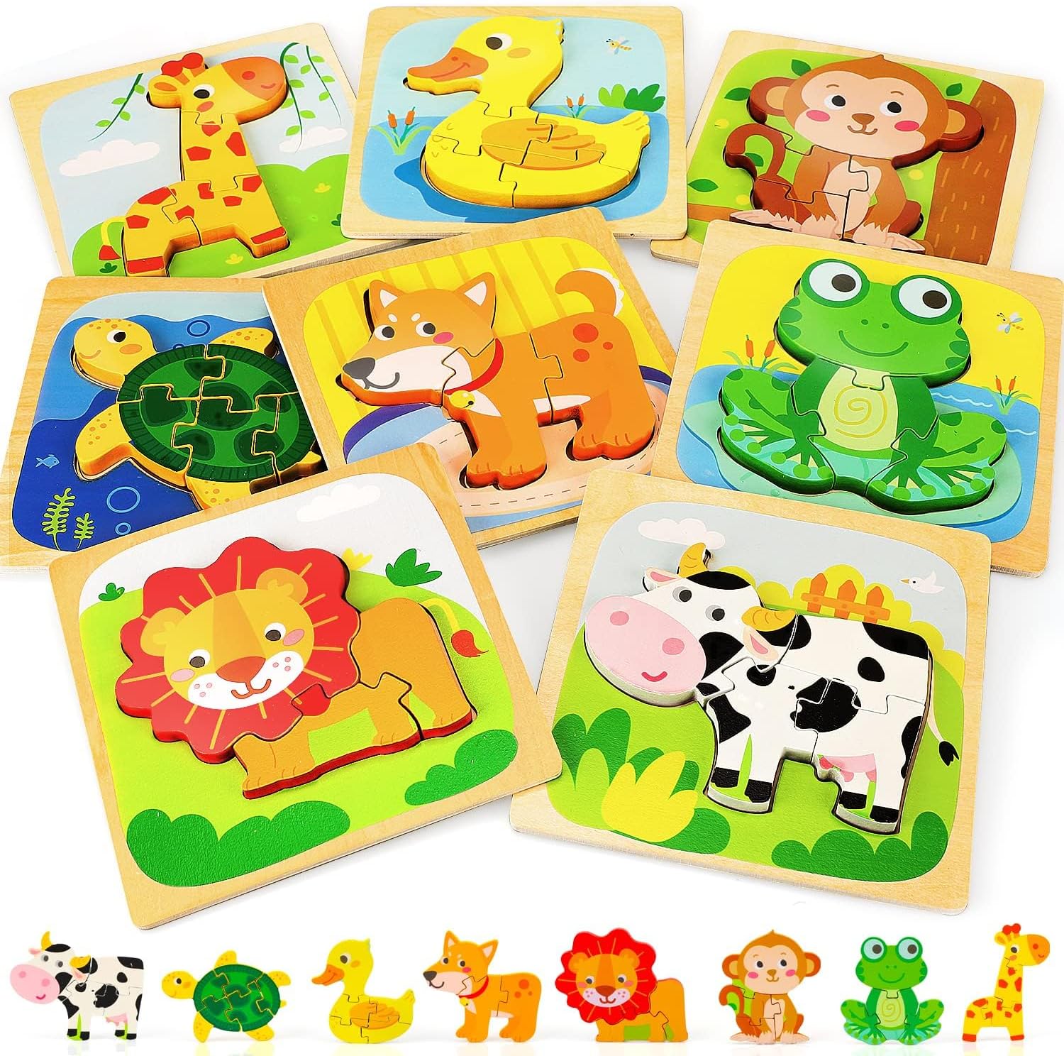 TOY Life Wooden Puzzles for Toddlers 1-3, Animals Toddler Puzzles 1-3, Puzzles f...
