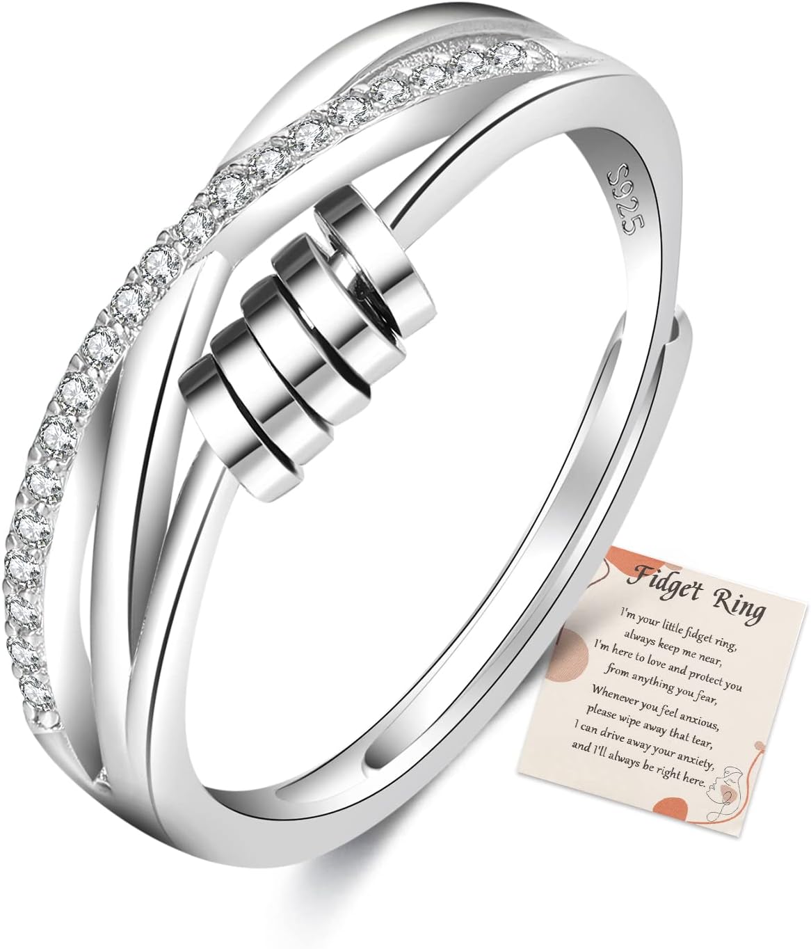 LOUMILEO Sterling Silver Anxiety Rings for Women Fidget Rings for Anxiety Women...