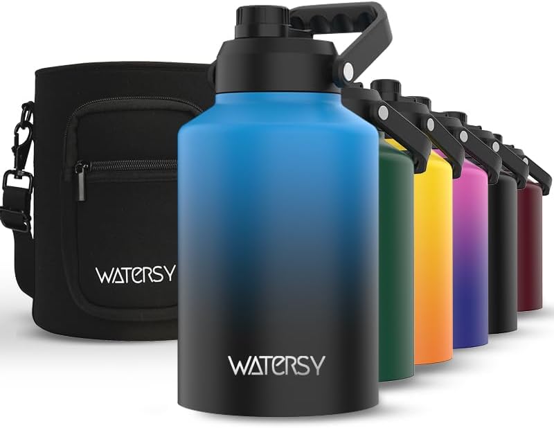 1 Gallon Water Bottle Insulated(Cold for 48 Hrs),BPA Free&Leak Proof,128oz Stain...
