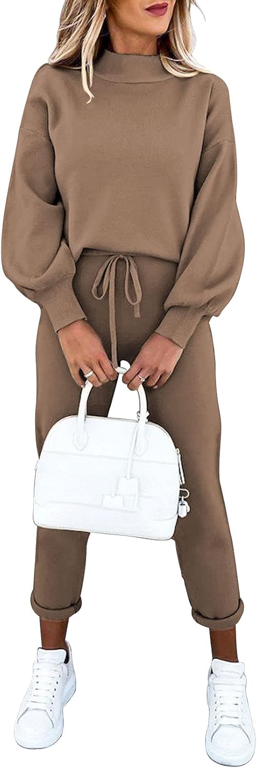 Fixmatti Women's 2 Piece Outfits Long Sleeve Pullover Sweatshirt Jogger Pants Sw...