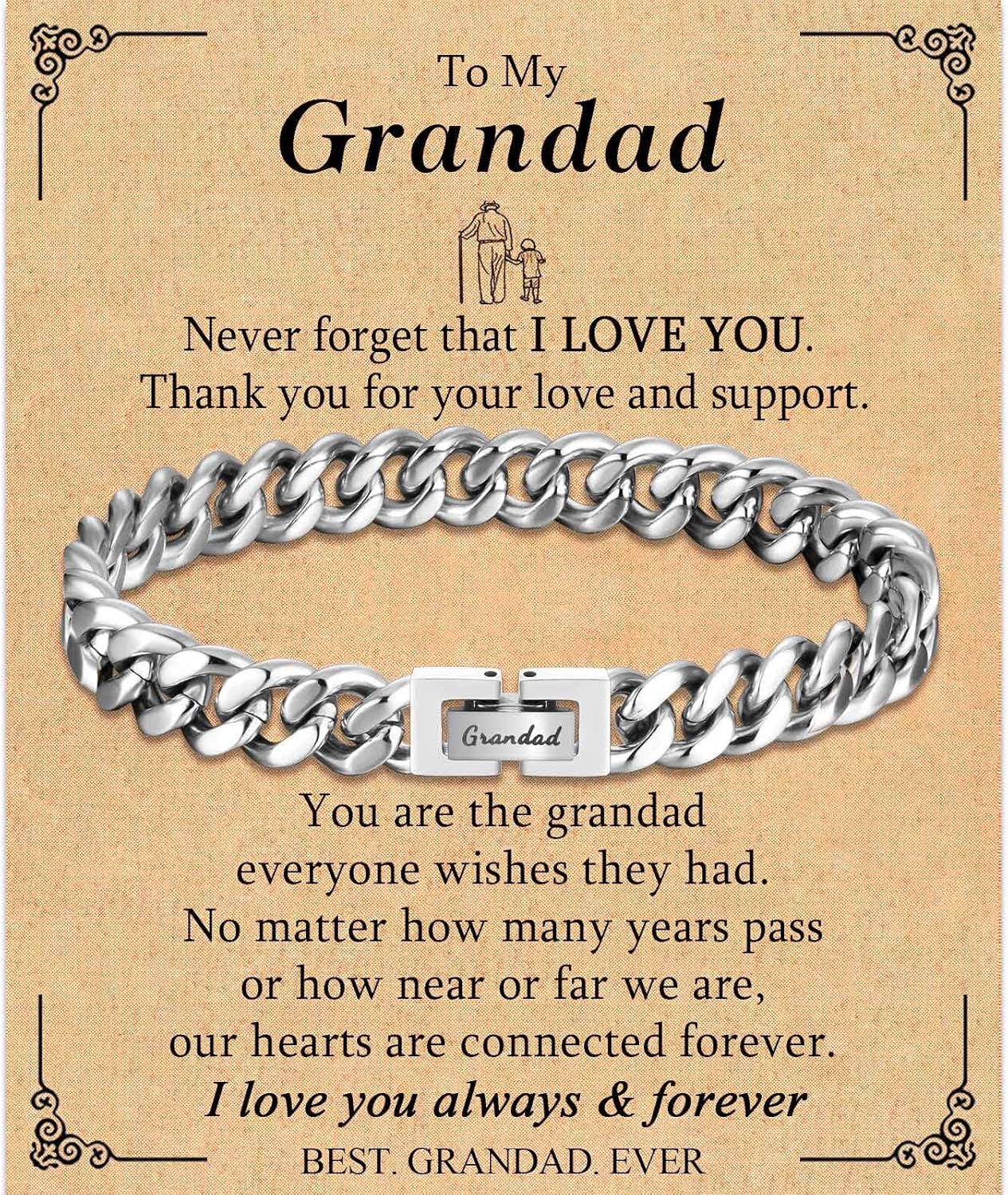 TEVOP Engraved Bracelet Gifts for Men Boys, Dad Uncle Grandad Son Grandson Broth...
