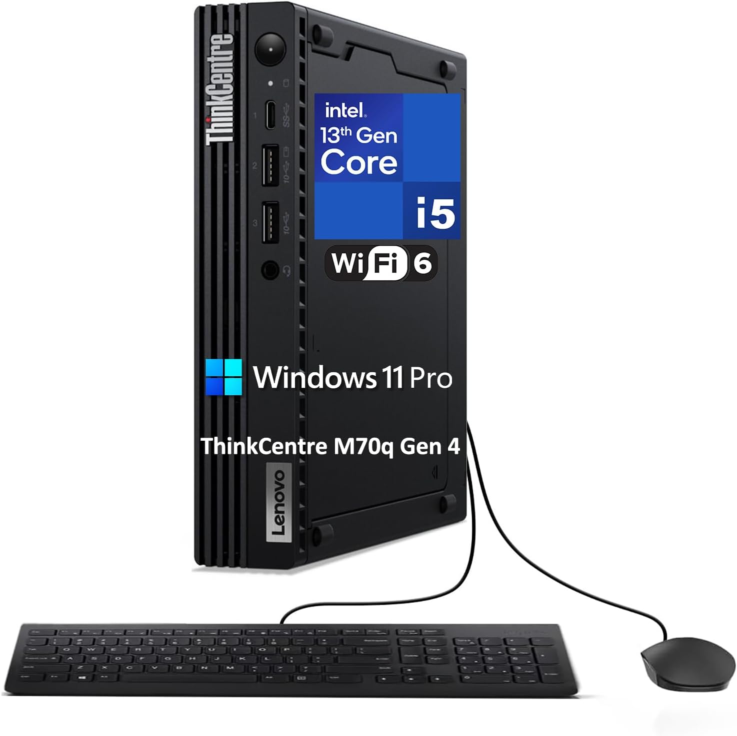 Lenovo ThinkCentre M70q Gen 4 MFF Tiny 1L Mini PC Business Desktop Computer, 13t...